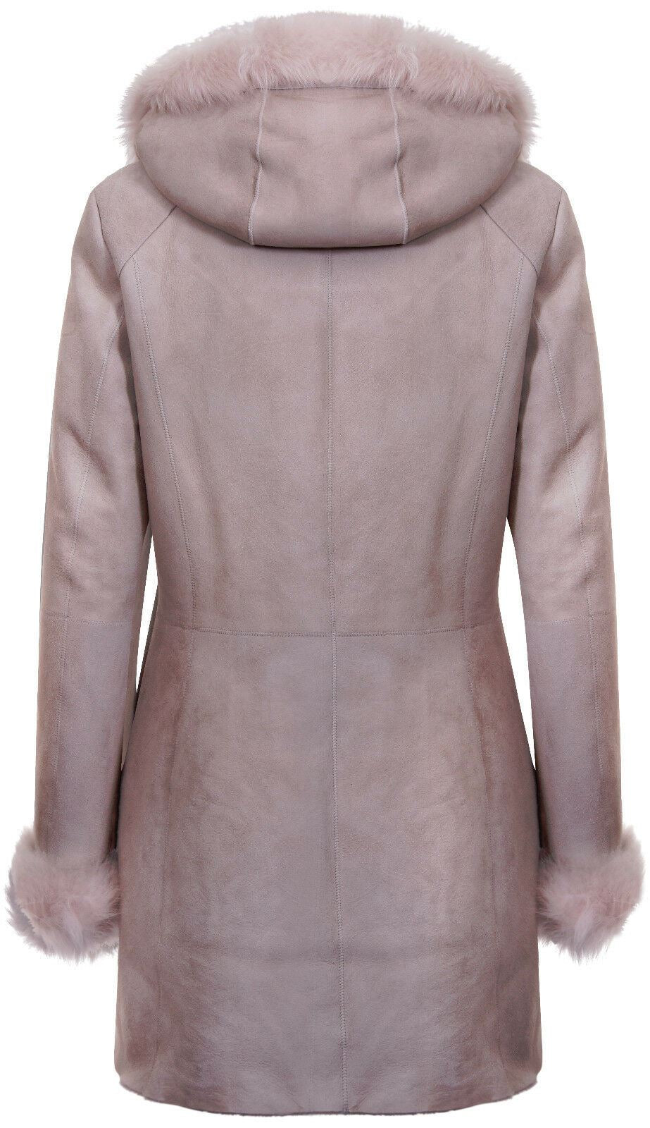Ladies Suede Merino Hooded Sheepskin Coat-Ringwood
