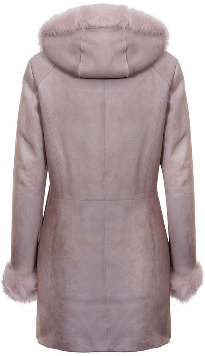 Ladies Suede Merino Hooded Sheepskin Coat-Ringwood