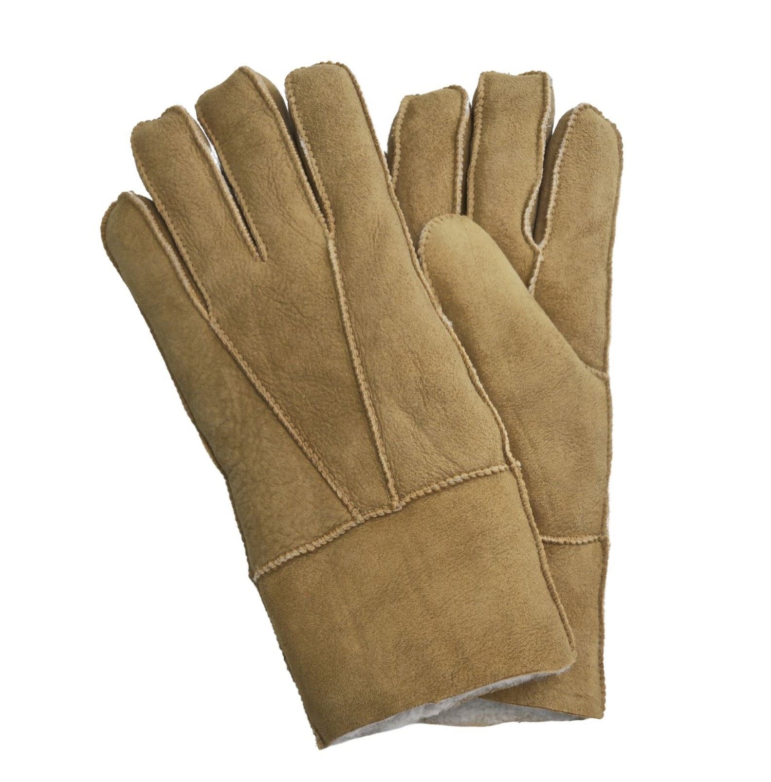 Unisex Sheepskin Suede Gloves with Roll Up/Down Cuff