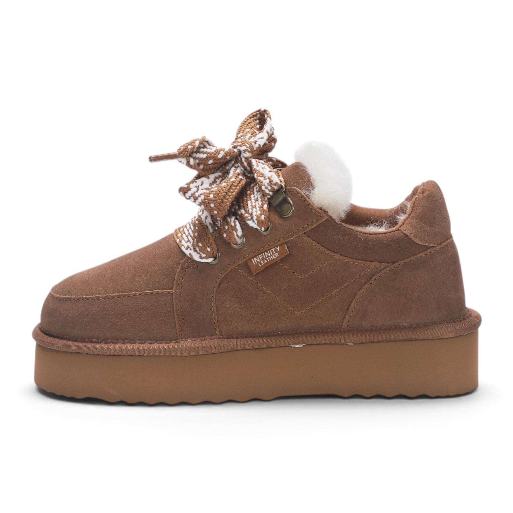 Women’s Chestnut Brown Genuine Sheepskin Fur-Lined Winter Wedge Trainers - Moonstone