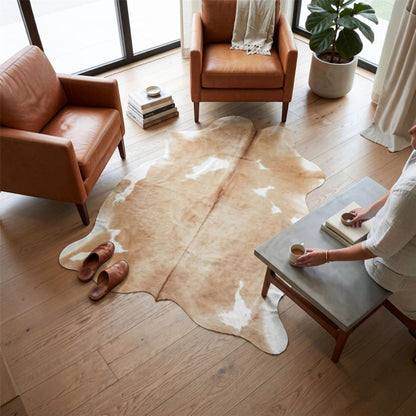 Natural Cow Leather Cowhide Hairon Rug - Hereford