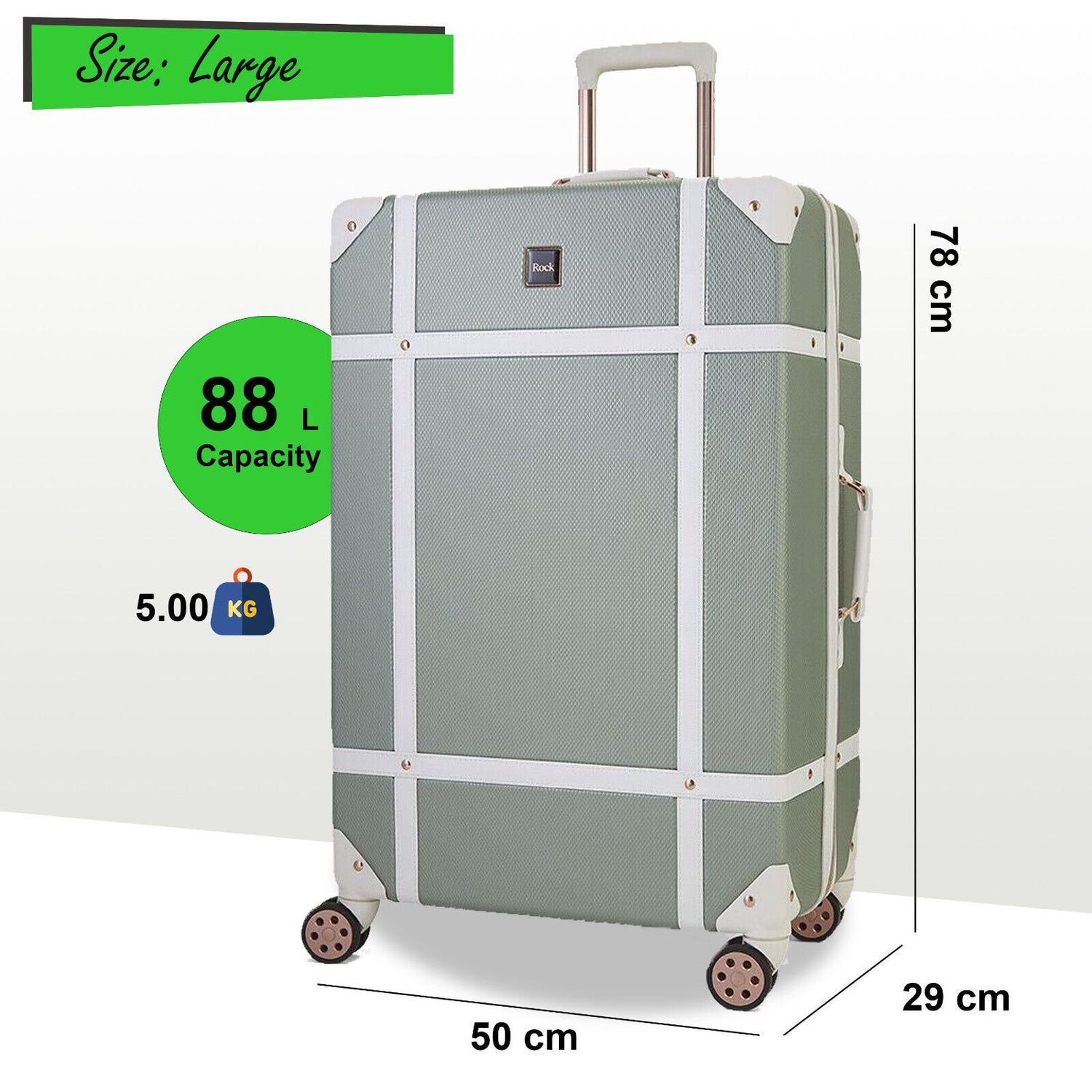 Alexandria Large Hard Shell Suitcase in Sage Green