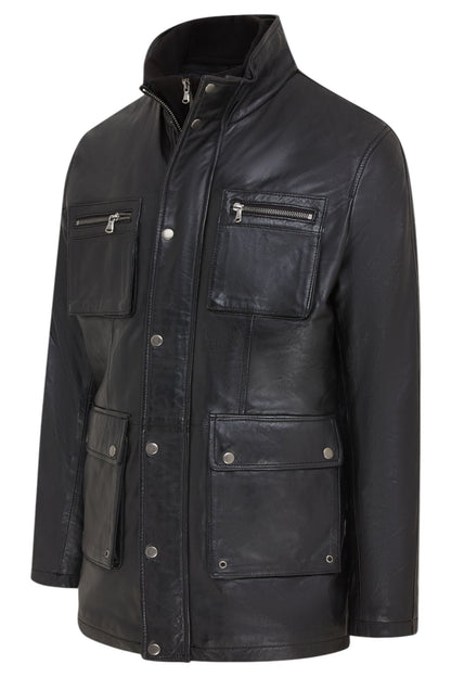 Men’s Leather Military Jacket Outwear Trenchcoat - Field