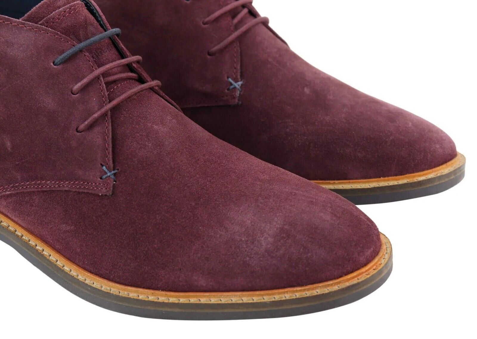 Mens Burgundy Suede Lace Up Chukka Boots - Upperclass Fashions 