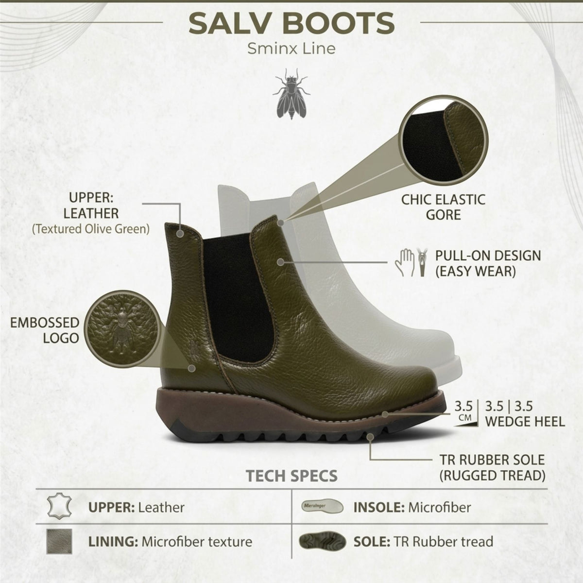 Fly London Womens Military Green Chelsea Leather Ankle Boots - SALV195