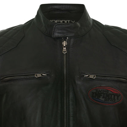 Men Striped Biker Leather Jacket- Southminster