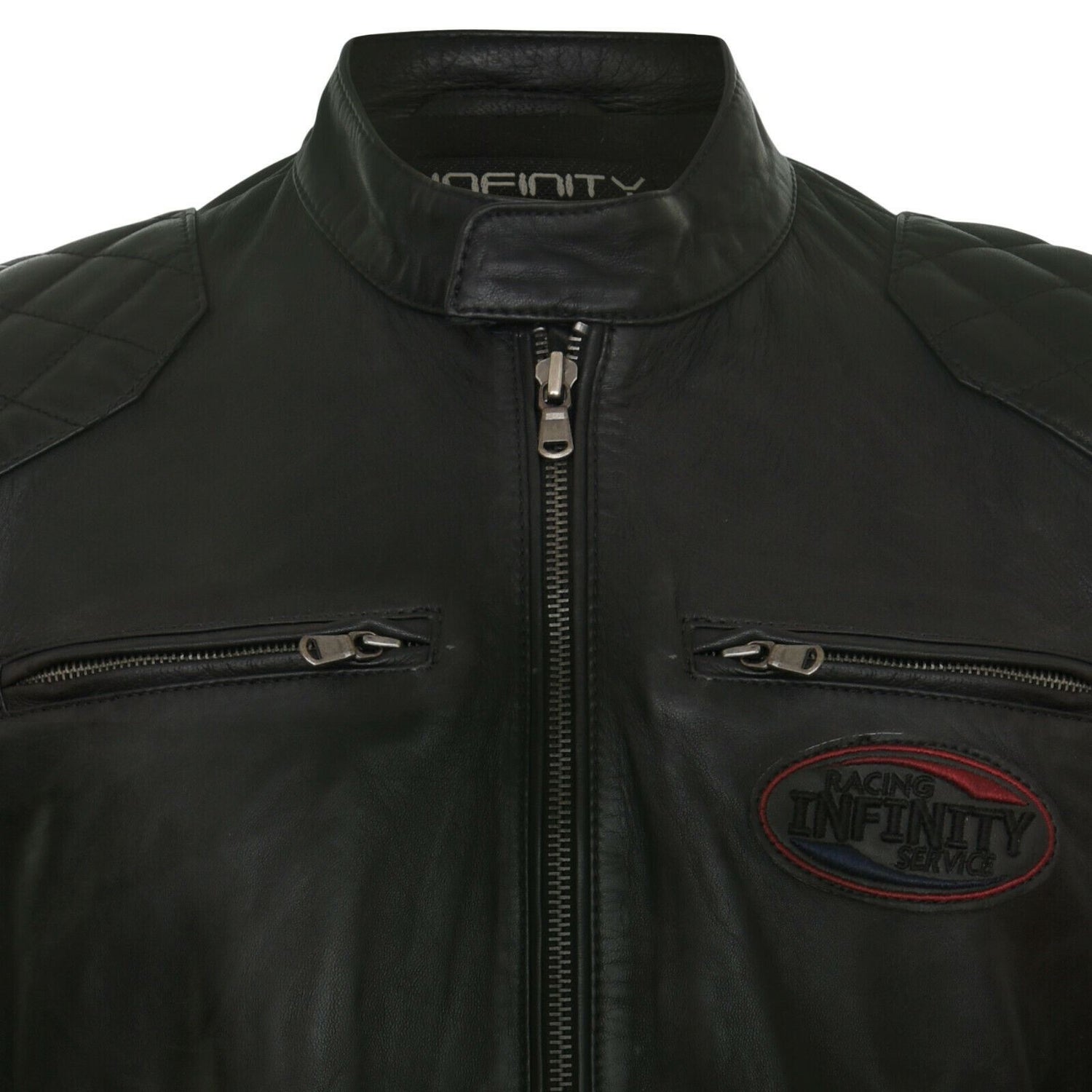 Men Striped Biker Leather Jacket- Southminster - Upperclass Fashions 