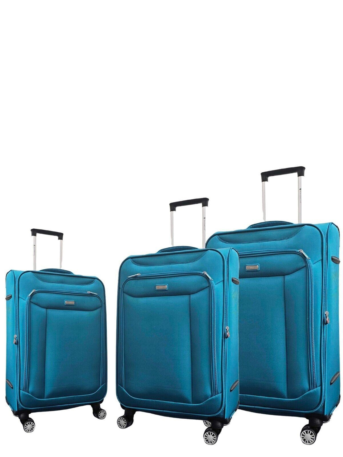 Lightweight Teal Blue Suitcase Set 4 Wheel Luggage Travel Cabin TSA Soft Bag - Upperclass Fashions 