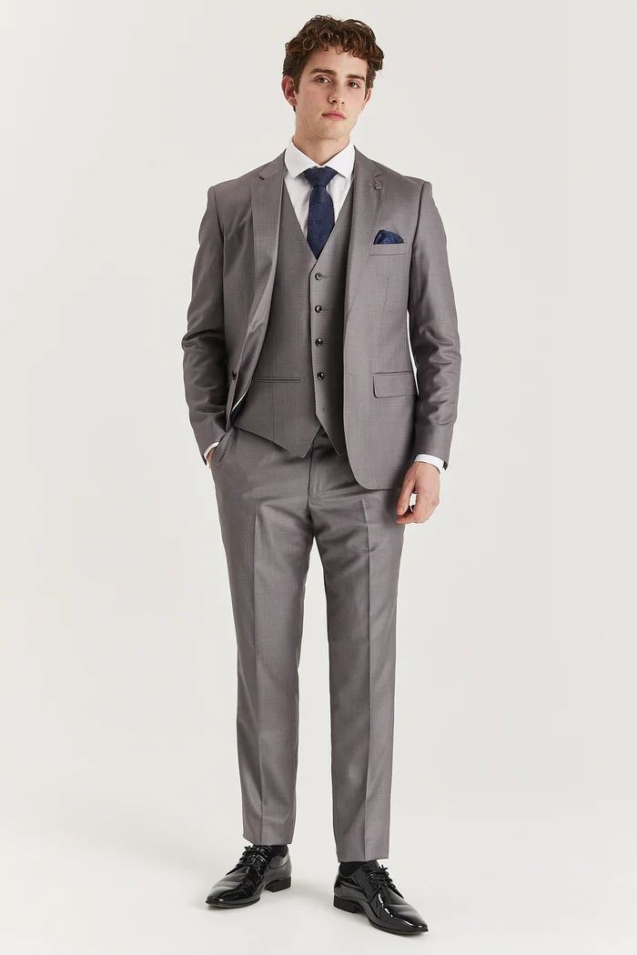 Men’s Grey Tailored 3 Piece Suit Formal Classic Suit