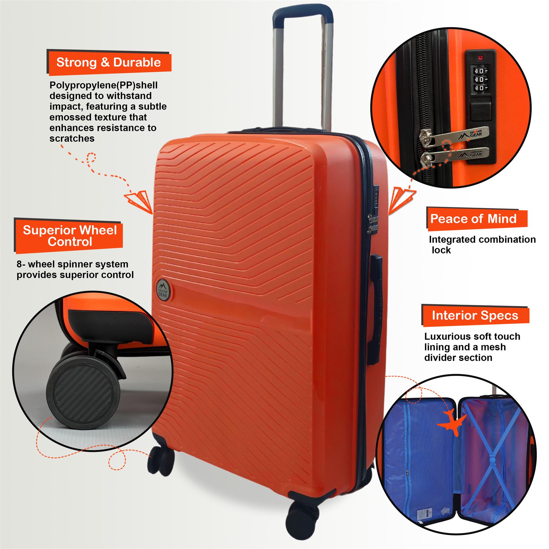 Abbeville Cabin Hard Shell Suitcase in Orange