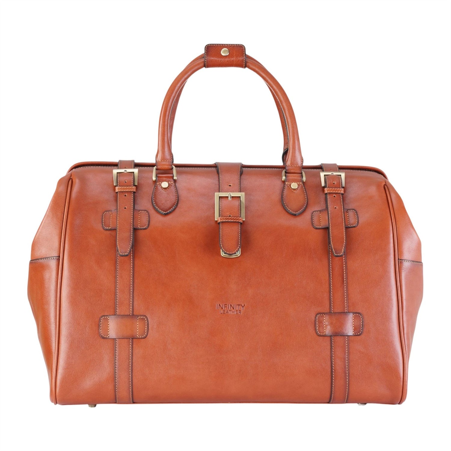 Genuine Leather Tan Duffle Holdall Vintage Travel Gym Bag - Windsor