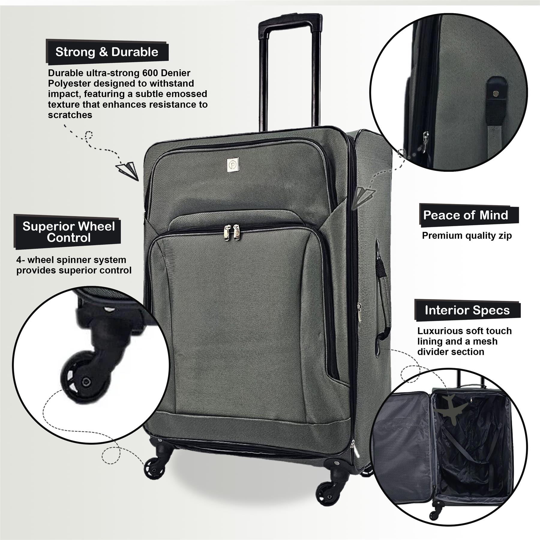 Coaling Large Soft Shell Suitcase in Grey