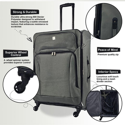 Coaling Large Soft Shell Suitcase in Grey