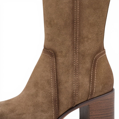 Tamaris Women’s Brown Suede Leather Riding Knee-High Heel Long Boots - 25576-47
