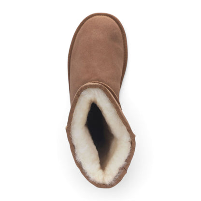 Women’s Chestnut Genuine Sheepskin Fur-Lined Winter Mid-Calf Boots
