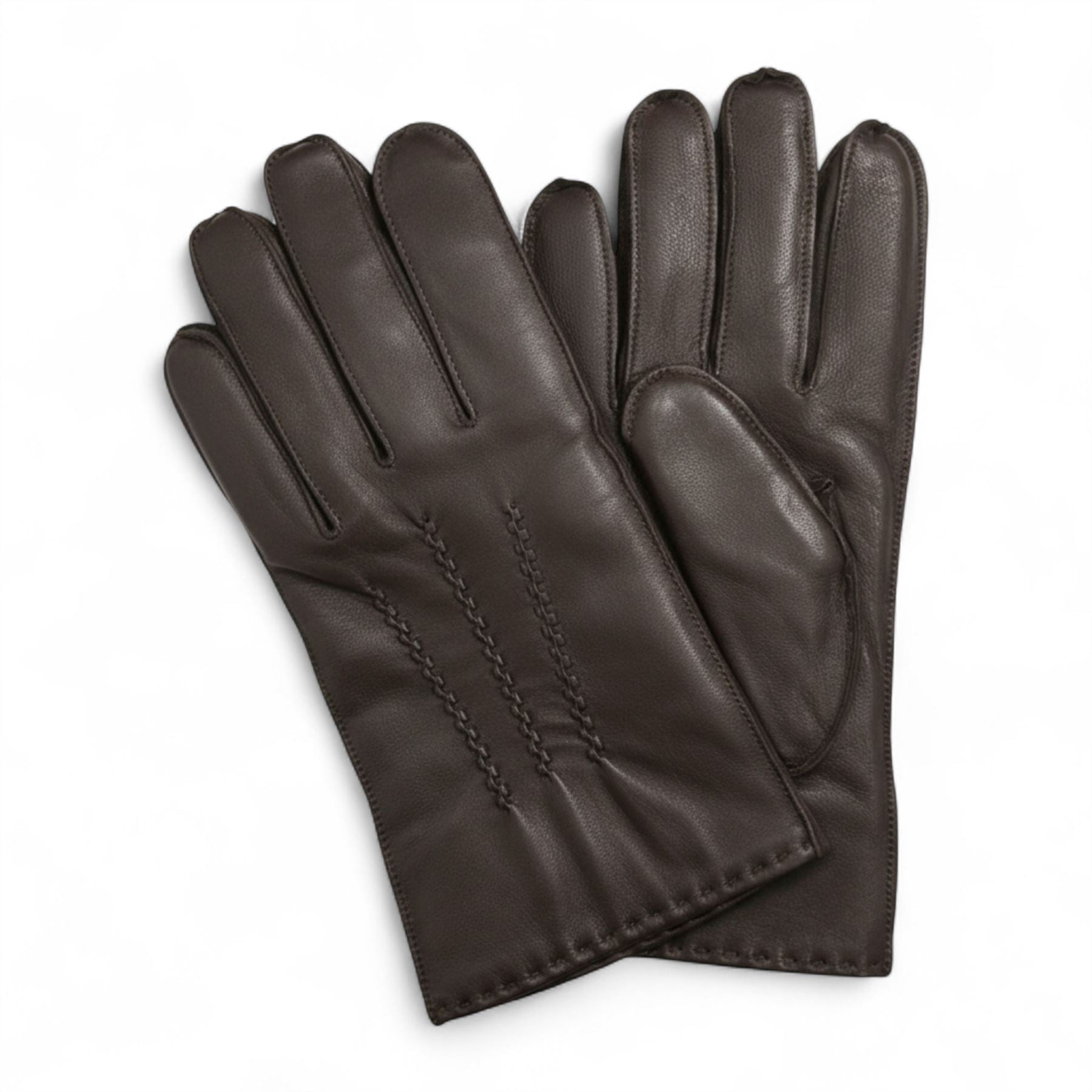 Men’s Italian Leather Warm Wool Lining Winter Stich Design Gloves - M-LGV-205