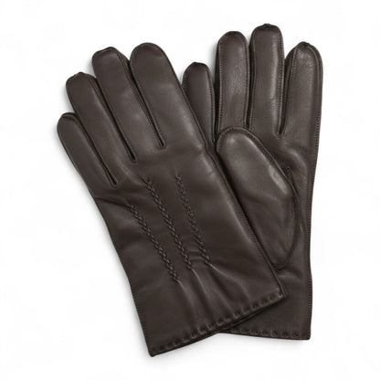 Men’s Italian Leather Warm Wool Lining Winter Stich Design Gloves - M-LGV-205