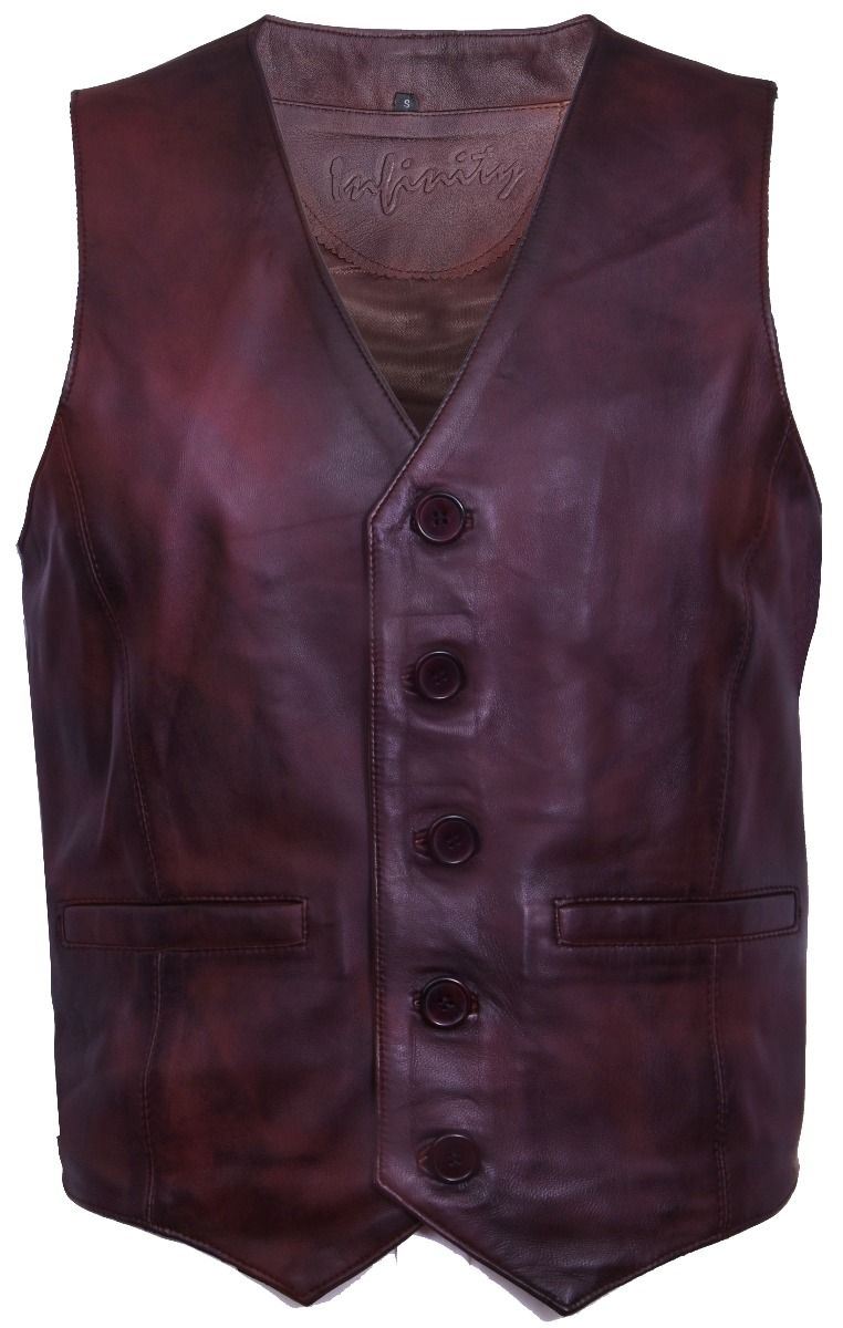 Mens Classic Leather Waistcoat-Grantham