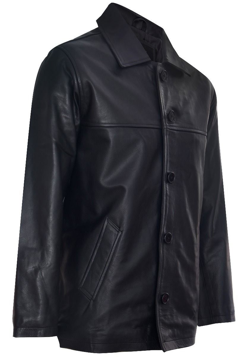 Mens Mid-Length Cowhide Leather Box Jacket-Fairford