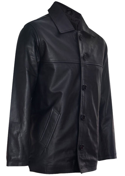 Mens Mid-Length Cowhide Leather Box Jacket-Fairford