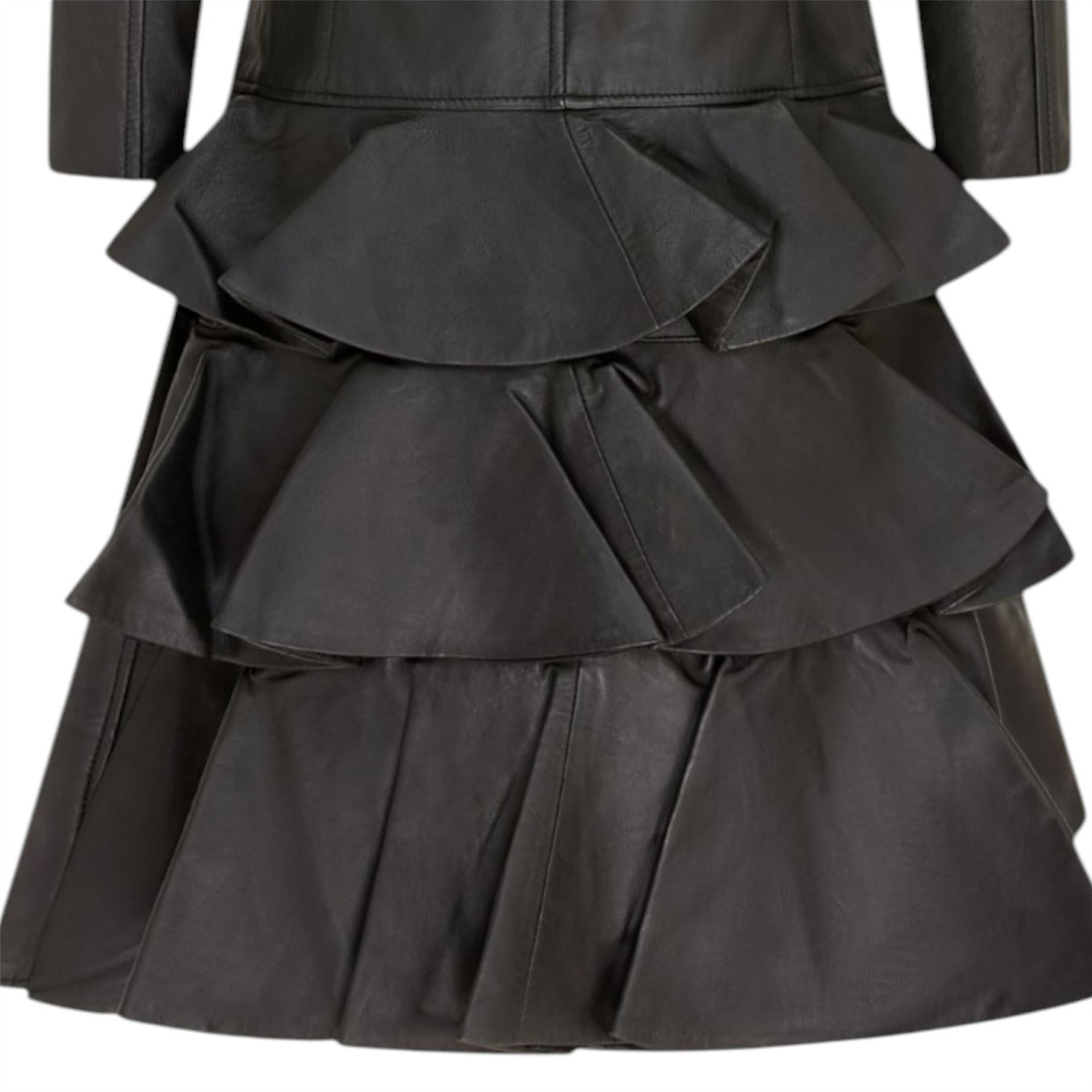 Womens Goth Leather High Collar Victorian Flare Tailcoat - Challa