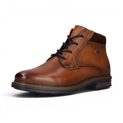 Bugatti Mens Tan Brown Leather Lace-up Chukka Ankle Boots - Rigalo Evo