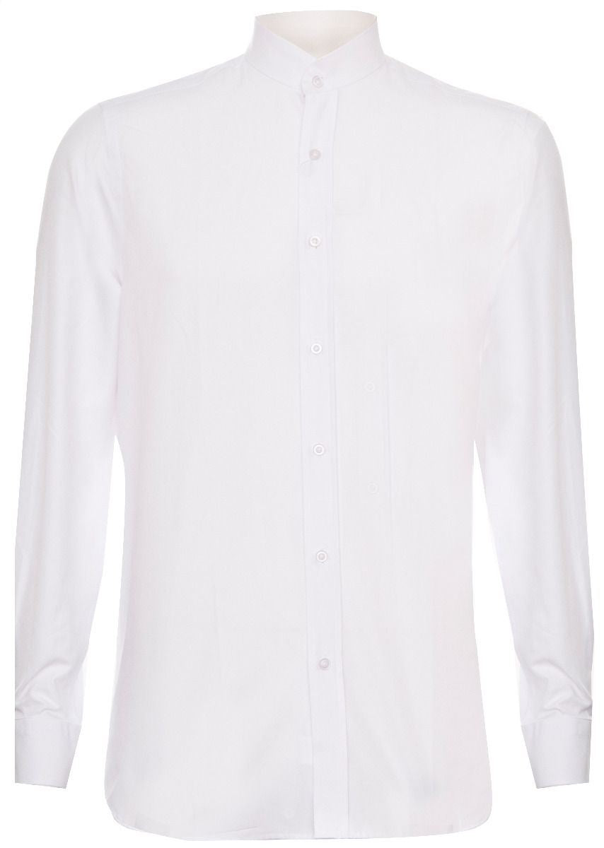 Mens Peaky Blinders Removable Collar Nehru White Collarless Shirt