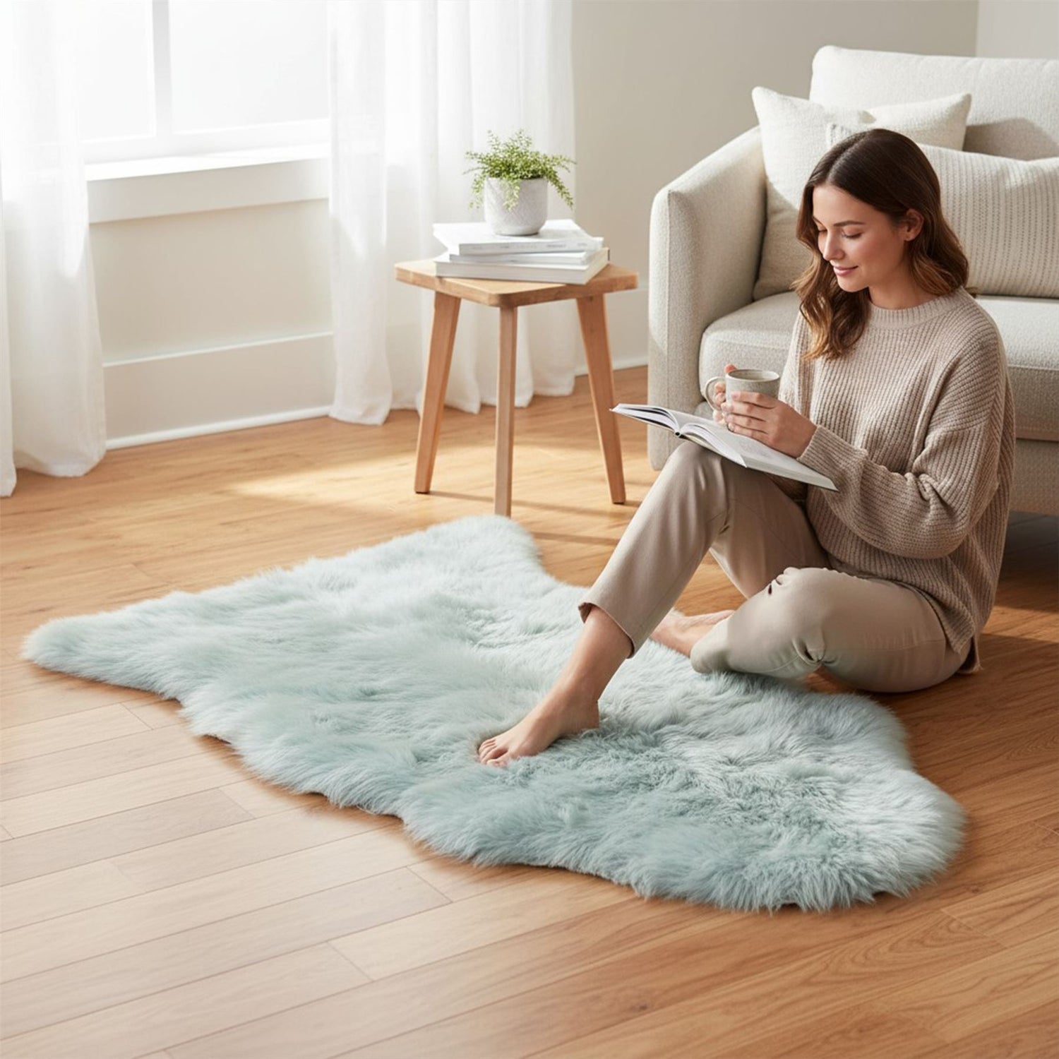 Genuine Sheepskin Natural Silky Soft Fluffy Real Wool Rug