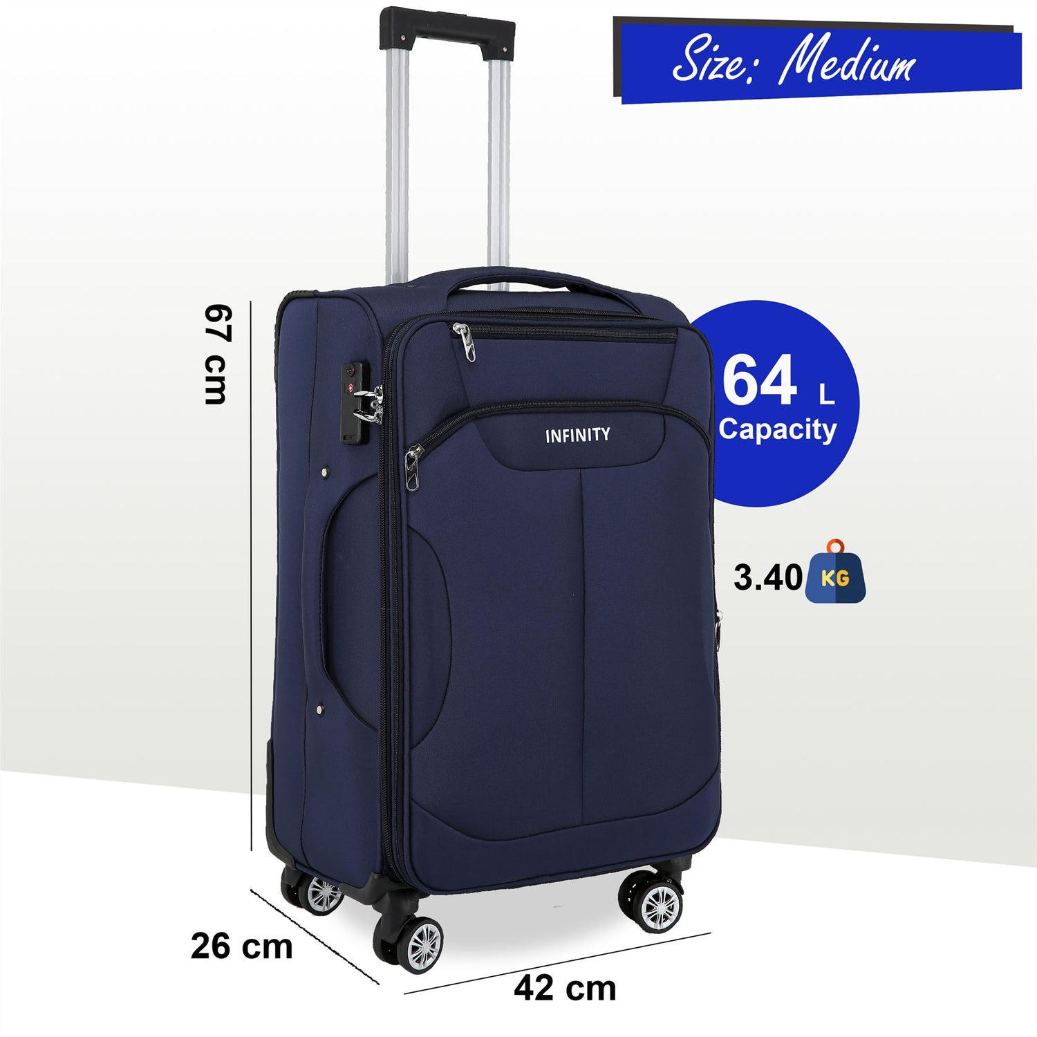 Delta Medium Hard Shell Suitcase in Navy