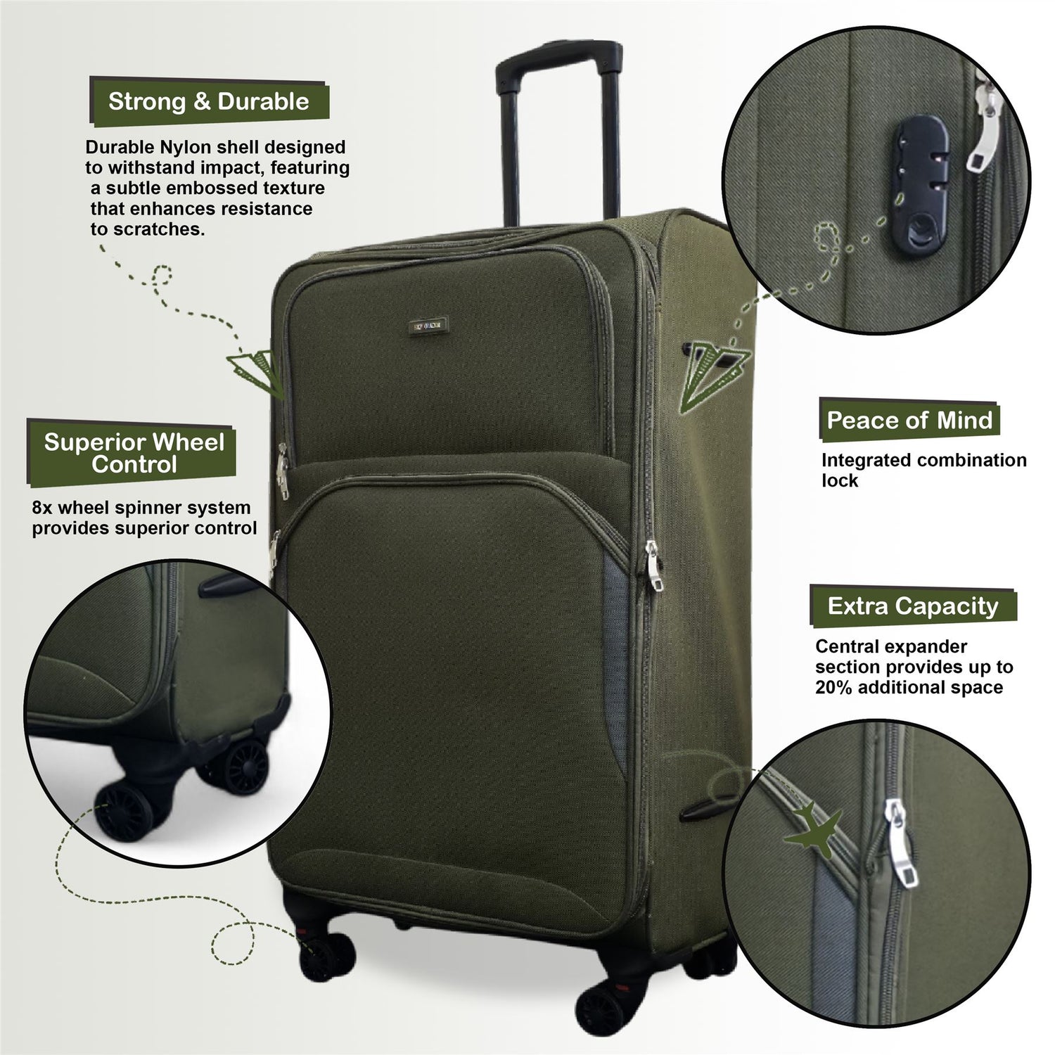 Gosford Cabin Soft Shell Suitcase in Green