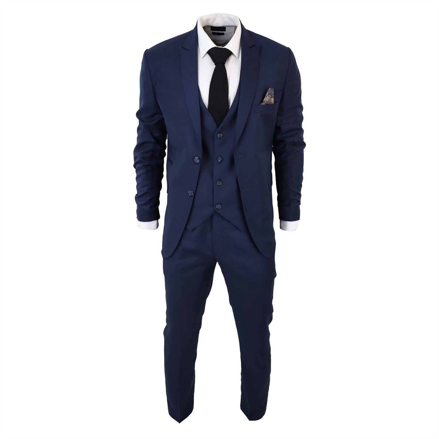 Mens IM1 Classic Plain Navy 3 Piece Suit - Upperclass Fashions 