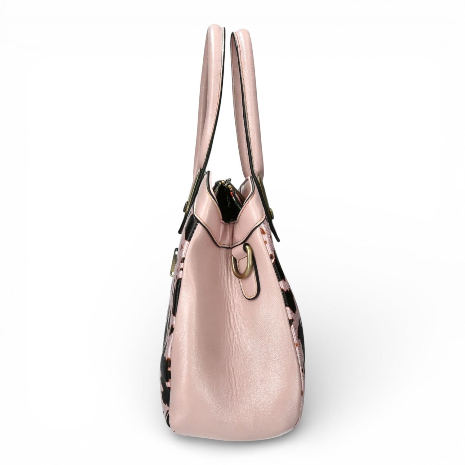 Laura Vita Aramis-08 Womens Rose Pink Floral Print Adjustable Straps Shoulder Tote Handbag