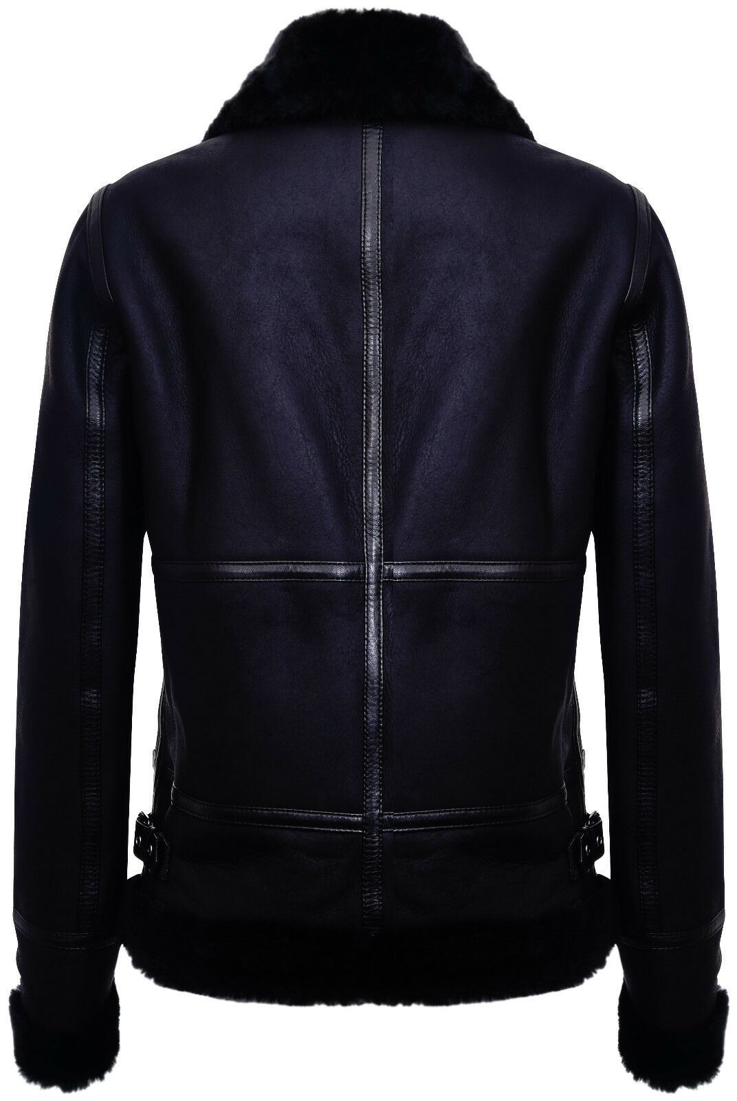 Womens B3 Sheepskin Black Leather Jacket-Padiham