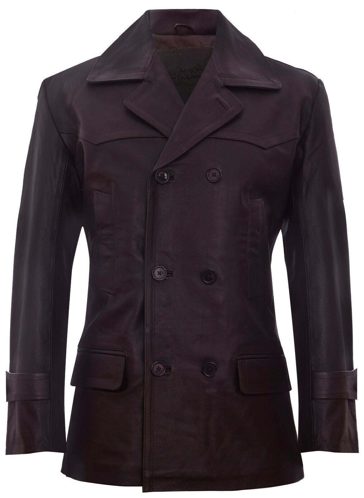 Mens Leather CowHide German Peacoat-Epping