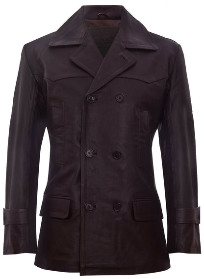 Mens Leather CowHide German Peacoat-Epping