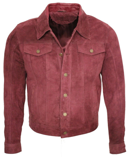 Mens Suede Leather Trucker Jacket-Dartmouth