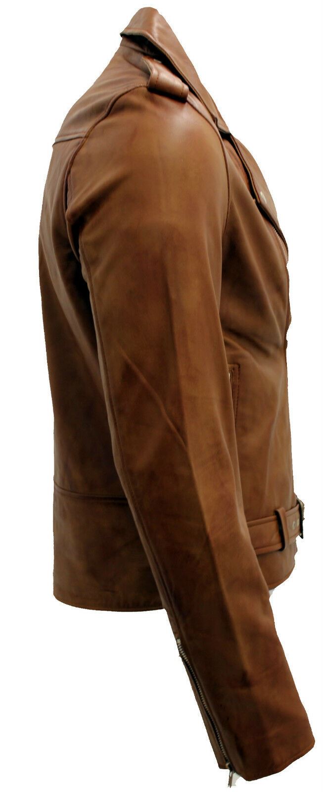 Mens Brando Leather Biker Jacket-Stroud - Upperclass Fashions 