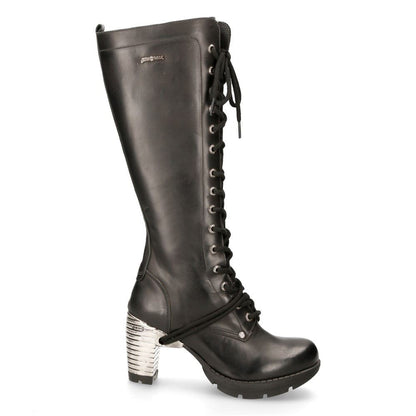 New Rock M-TR005-S1 Ladies Knee High Black Gothic High-Heeled Boots