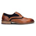 Mens Classic Oxford Tan Leather Gatsby Brogue Shoes with Navy Suede - Upperclass Fashions 