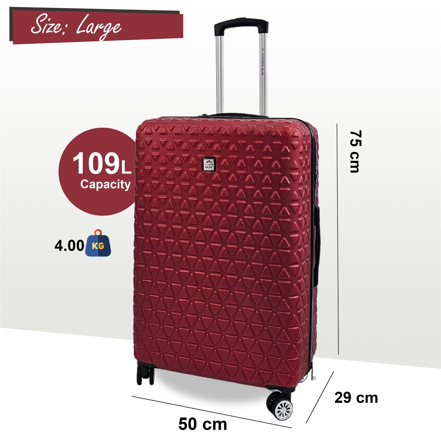 Adamsville Large Hard Shell Suitcase in Burgundy
