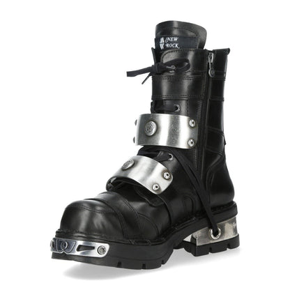 New Rock Metallic Black Leather Gothic Punk Rock High Boots - MET048-C9