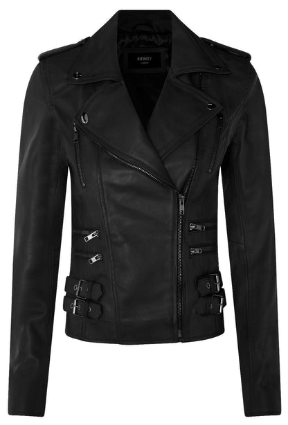 Womens Leather Brando Biker Jacket - Orlando