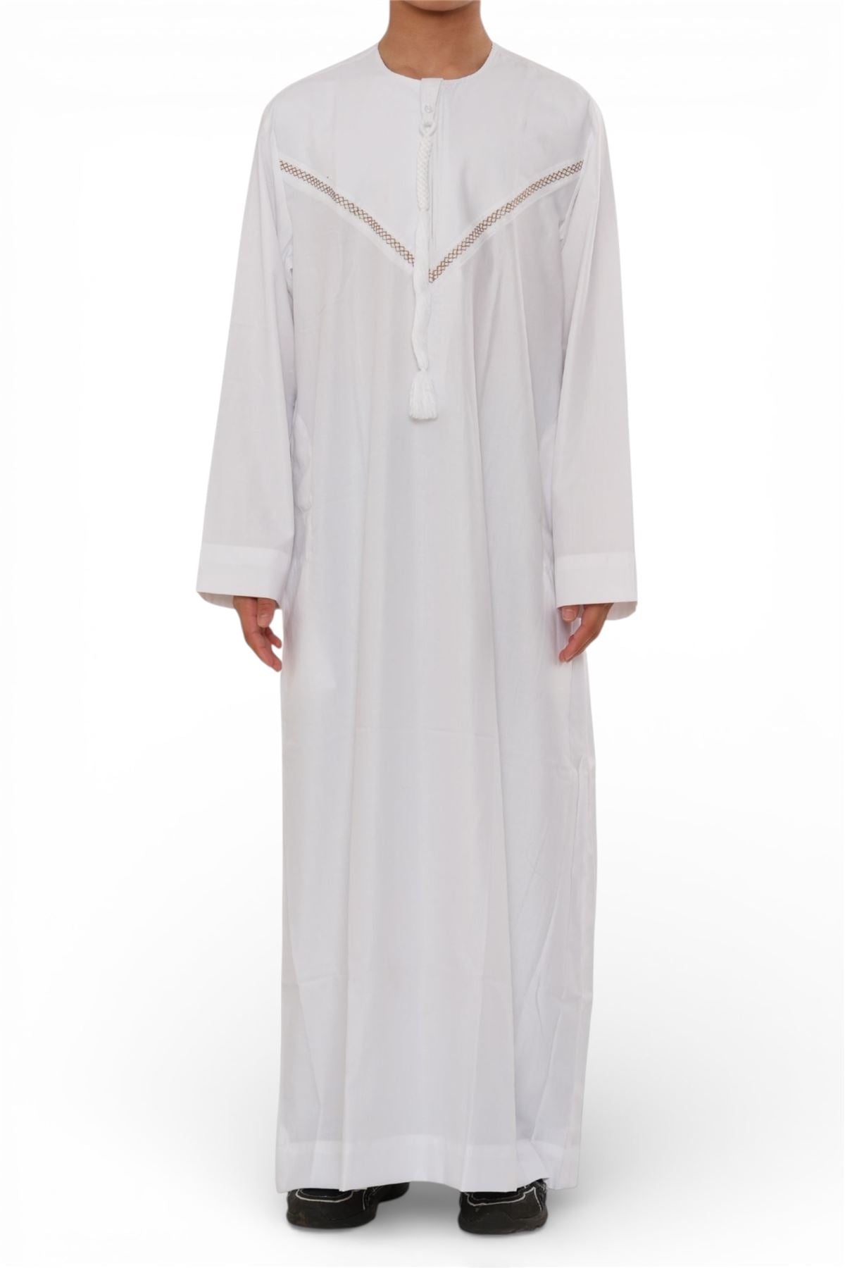 Kids Boys Moroccan Embroidered Djellaba Islamic Jubba Robe Tassel Ramadan Thobe