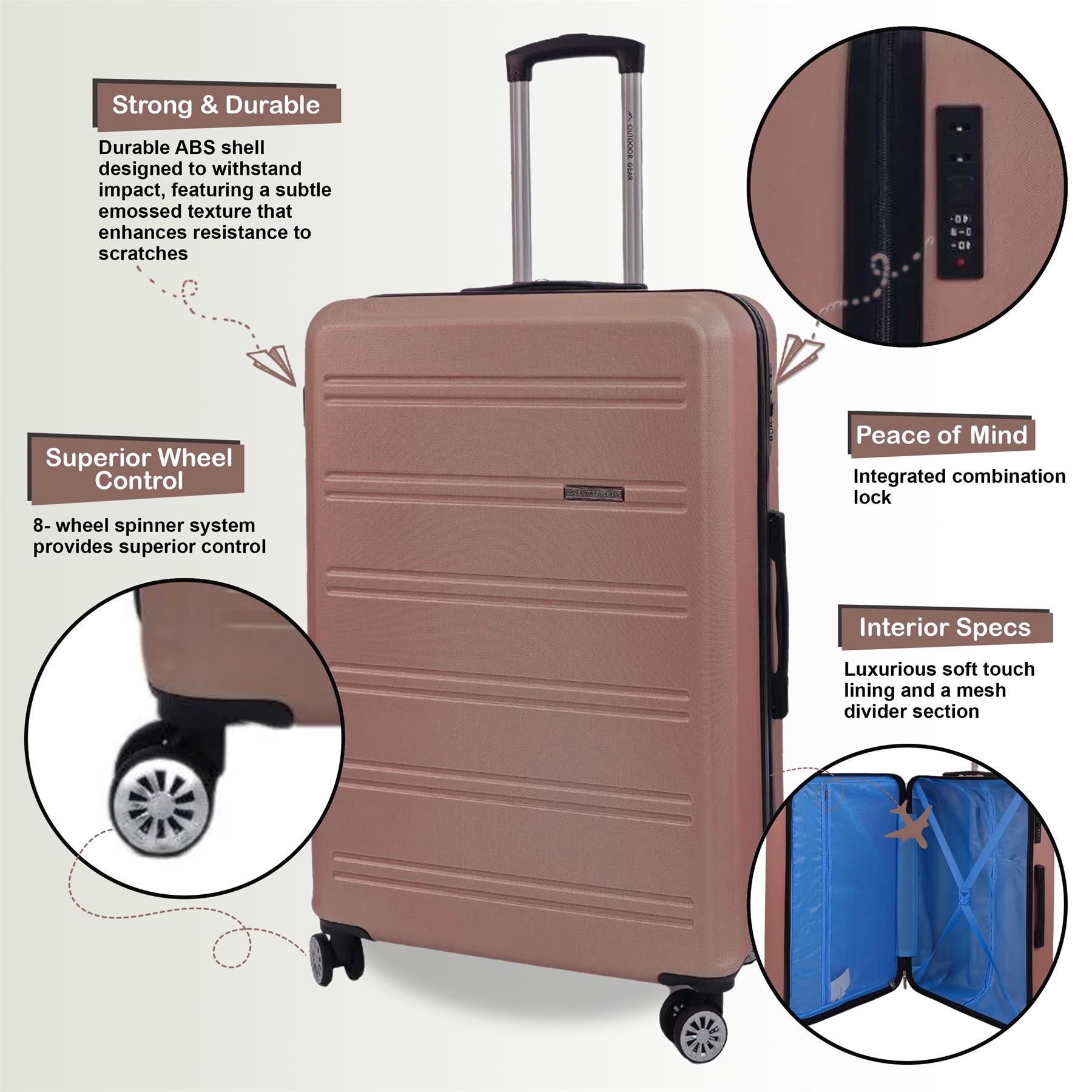 Alabaster Large Hard Shell Suitcase in Rose Gold