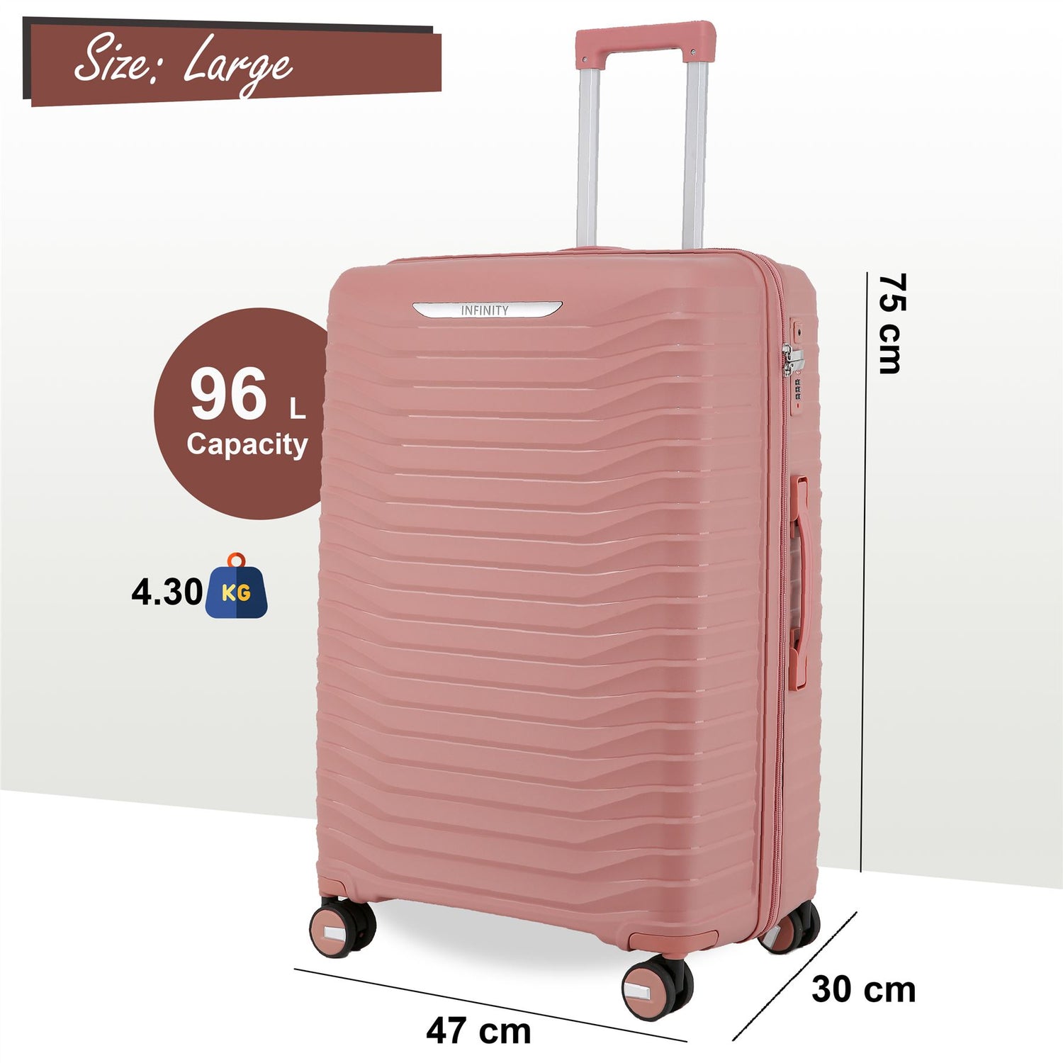 Burnaby Large Hard Shell Suitcase in Pink