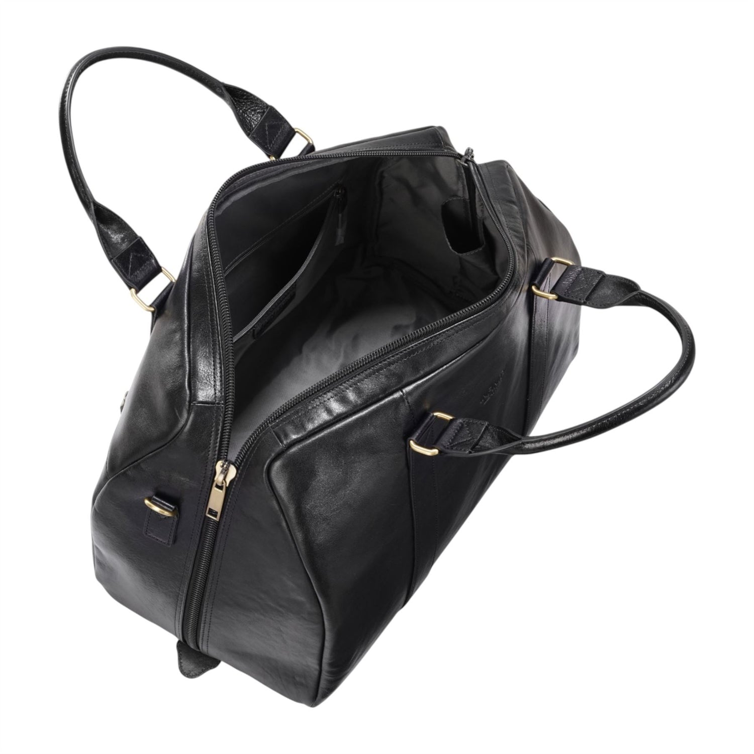 Vintage Genuine Leather Black Holdall Duffle Gym Travel Bag - Atlas