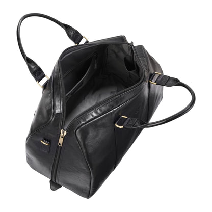 Vintage Genuine Leather Black Holdall Duffle Gym Travel Bag - Atlas