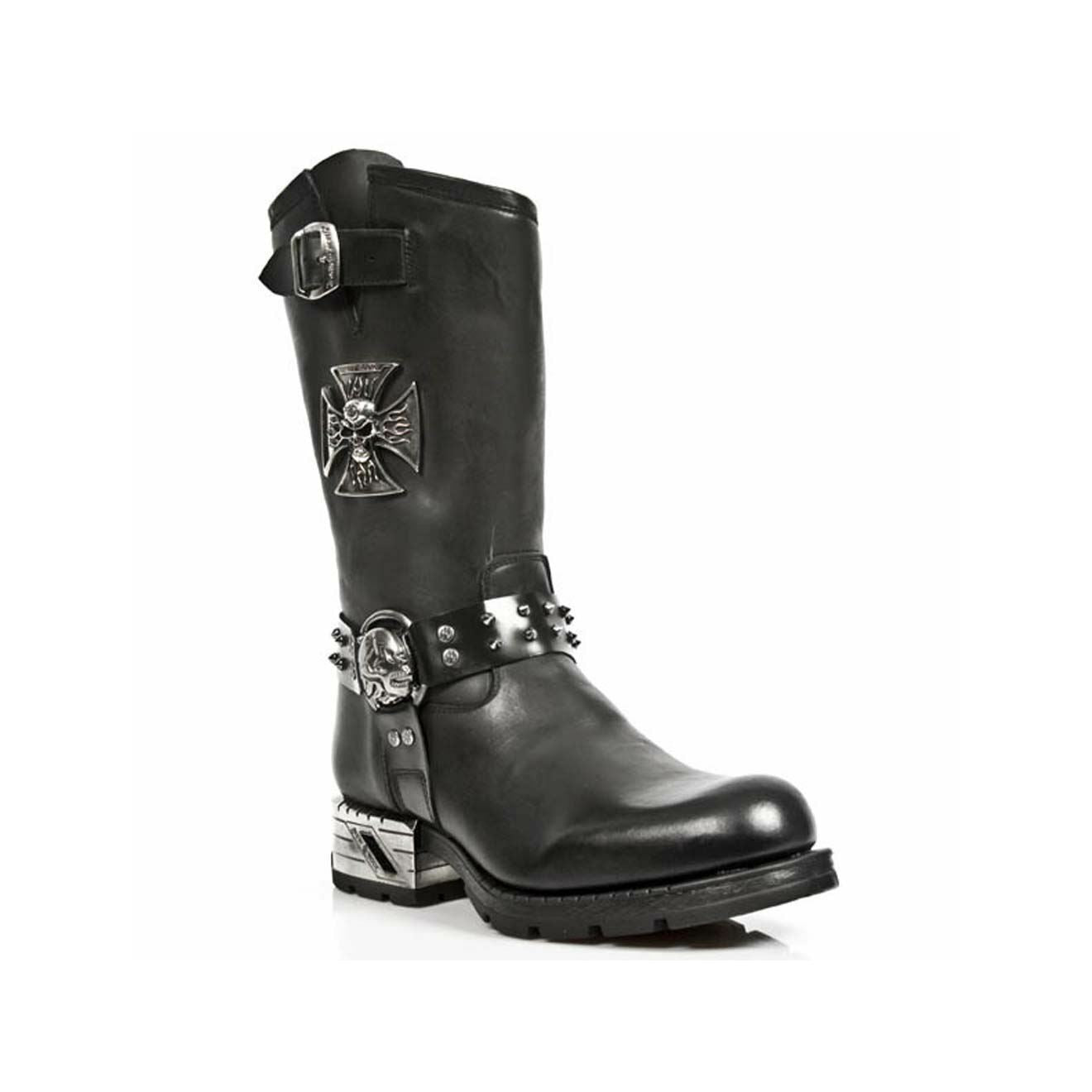 New Rock Men's Black Leather Gothic Cowboy Boots- MR030-S1 – Upperclass ...