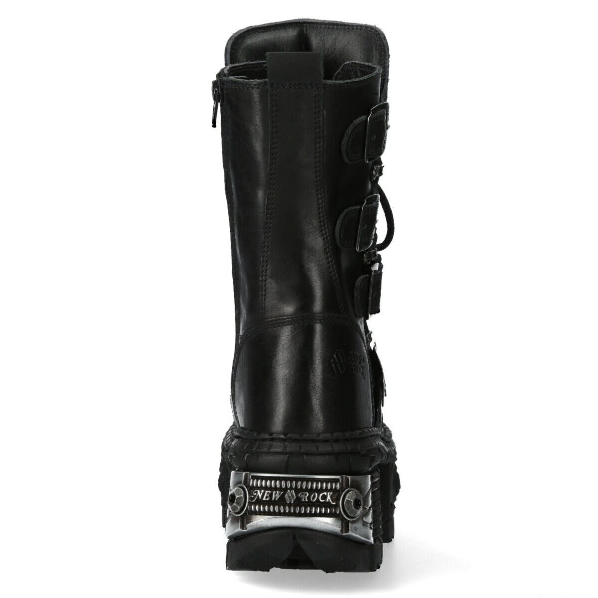 New Rock Mid Calf Gothic Leather Boots-WALL1473-S3 - Upperclass Fashions 