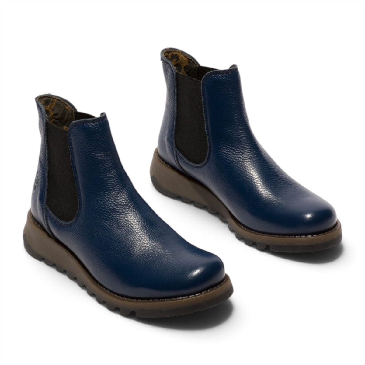 Fly London Womens Navy Chelsea Leather Ankle Boots - SALV195